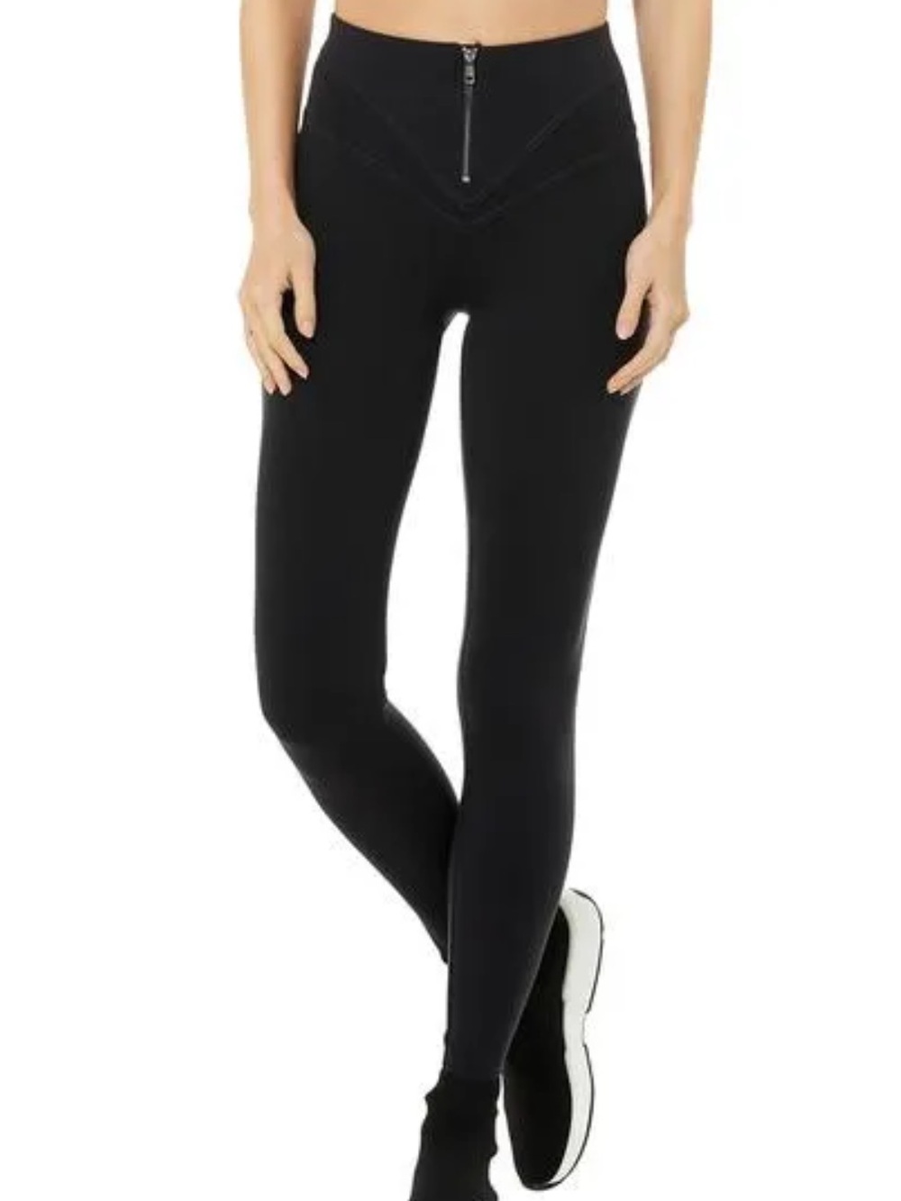 ALO Yoga Black High-Waist Leggings with Front Zip